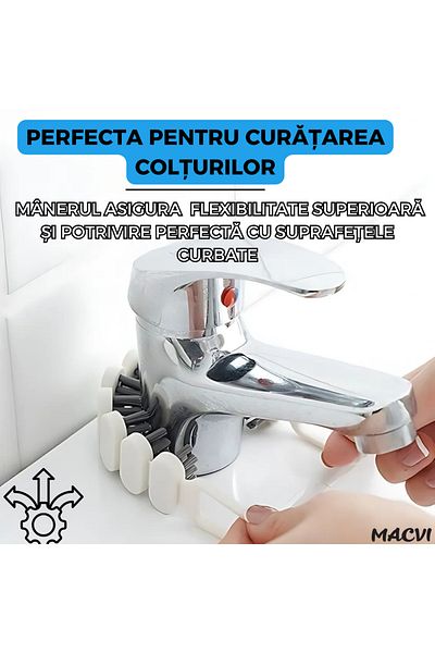 MACVI Perie de curatat pliabila Macvi®, alba, 26.5x2.8cm, durabila, cu gaura pentru agatat