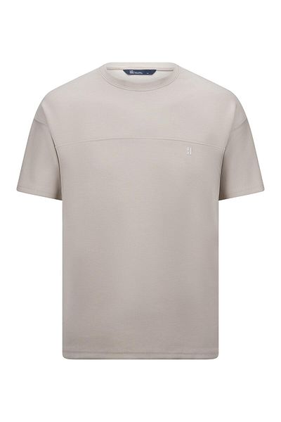 Hatemoğlu Μπεζ μπλουζάκι με κανονική εφαρμογή Crew Neck Oversize