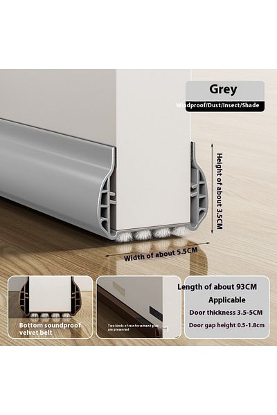 Choice 3.5-5.5cm Grey 1pc Door Draft Stopper For Bottom, Seal Dust And Noise Insulation Weather Stripping D