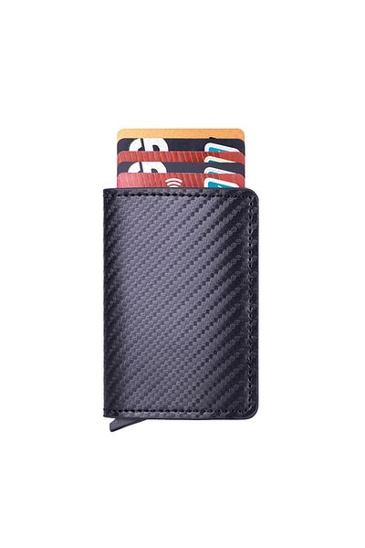 OEM Anti-fraud wallet, Compact, Carbon, High quality eco-leather, aluminum alloy