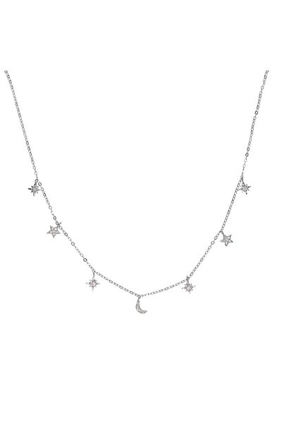 delis Lantisor argint 925, JW1133, model stelute si semiluna, placat cu rodiu