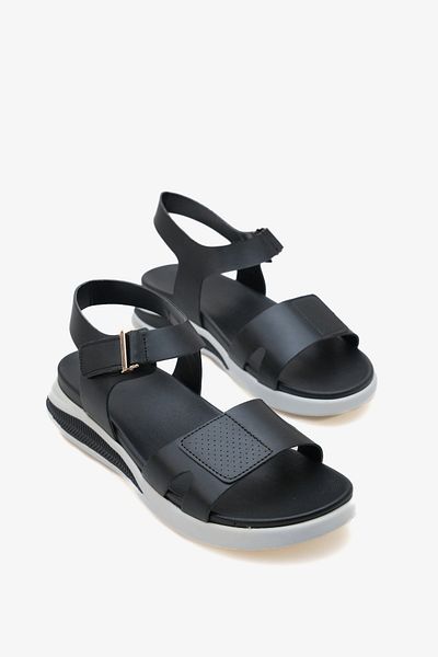 LOJO Sandale de zi cu zi cu talpă sport groasă cu bandă pentru femei Orla Black