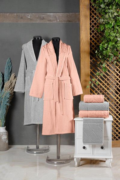 Stylish Home ESSE 2-PERSON DRESSING ROOM SET -6pcs -LIGHT GRAY/SALMON