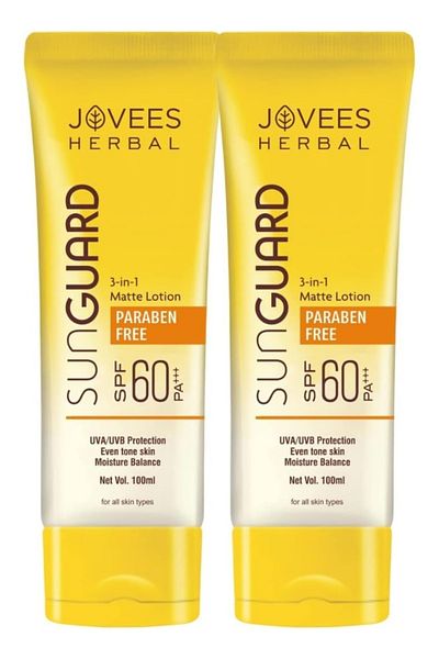 Jovees Herbal Sun Guard Lotion SPF 60 PA+++ Broad Spectrum | 3 in 1 Matte Lotion | UVA/UVB Protectio
