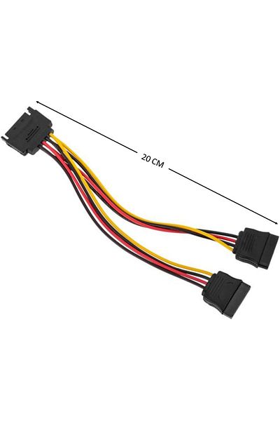 Generic SATA Power Splitter Cable Male 15 Pin to Dual Female Connectors, Length: 20 cm, DVD Player PC Comput