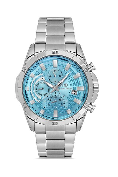 DAVID GUNER Silver Coated Turquoise Dial Men's Wristwatch Dg-8748Ga-A15