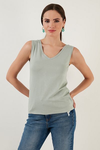 Lela Slim Fit V-Neck Thick Strap 2'Li Package Blouse Bluz 5864384S2