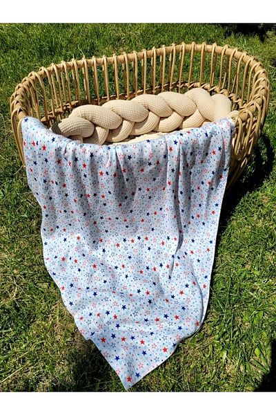 Alpar Tekstil 120x120cm Bamboo Girl-Boy Baby/Child Muslin Blanket and Star Patterned Blanket