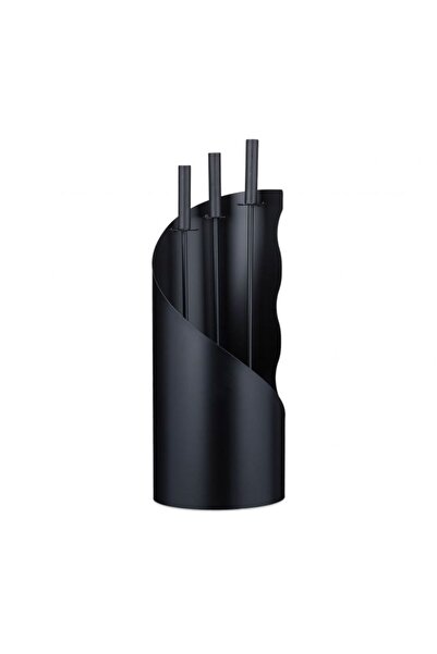 Relaxdays Ustensile pentru șemineu/aragaz, 3 bucăți cu suport. oțel, negru