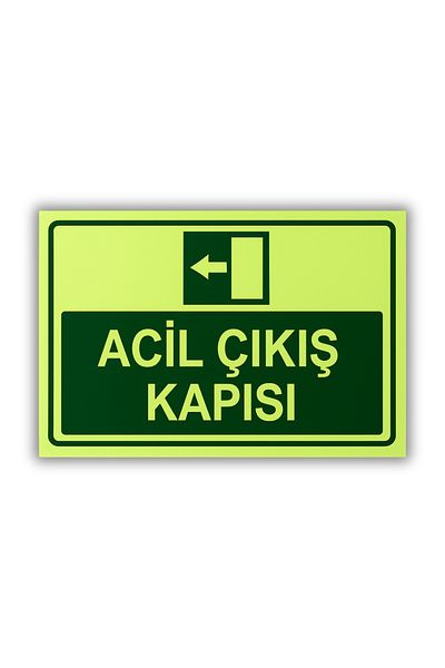 Happynesso Emergency Exit Door" Warning Sign 30X20 cm |   Photoluminescent, Forex Sign, Double Sided Tape