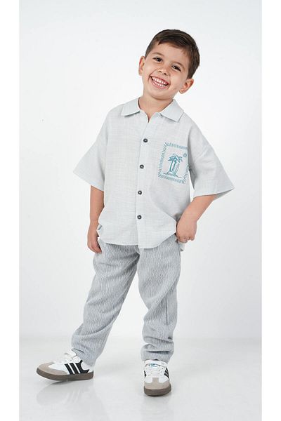c.c.l. coccolin kids baby clup Set de 2 piese pentru băiat, pantaloni supradimensionați din in, cu cămașă