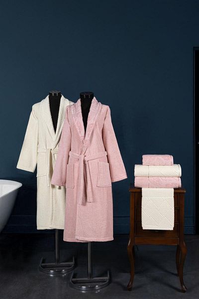 Stylish Home SET HALATE PENTRU 2 PERSOANE ESSE -6pcs -CREAM/PINK