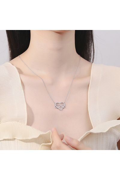 delis Lantisor argint 925, JW877, model inima si infinit, placat cu rodiu