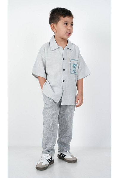 c.c.l. coccolin kids baby clup Set de 2 piese pentru băiat, pantaloni supradimensionați din in, cu cămașă