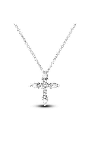 delis Lantisor argint 925, JW636, model cruce, placat cu rodiu