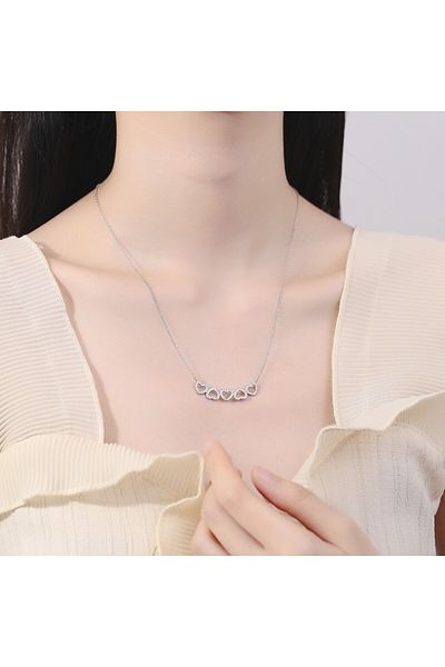 delis Lantisor argint 925, JW869, model inimioare, placat cu rodiu