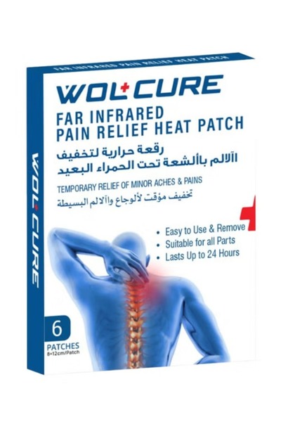 WOLAID رقعة حرارية لتخفيف الألم بالأشعة تحت الحمراء البعيدة من وولكيور، 6 رقعات