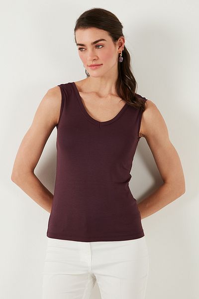 Lela Slim Fit V-Neck Thick Strap 2'Li Package Blouse Bluz 5864384S2