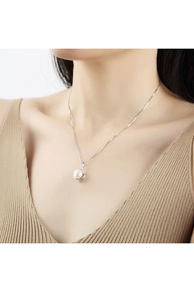 delis Lantisor argint 925, JW1128, model perla alba, placat cu rodiu