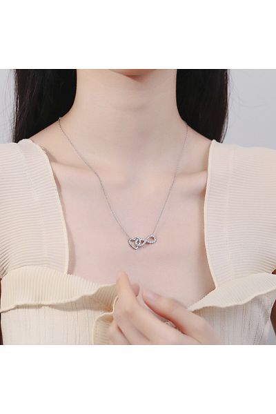 delis Lantisor argint 925, JW870, model inima si infinit, placat cu rodiu