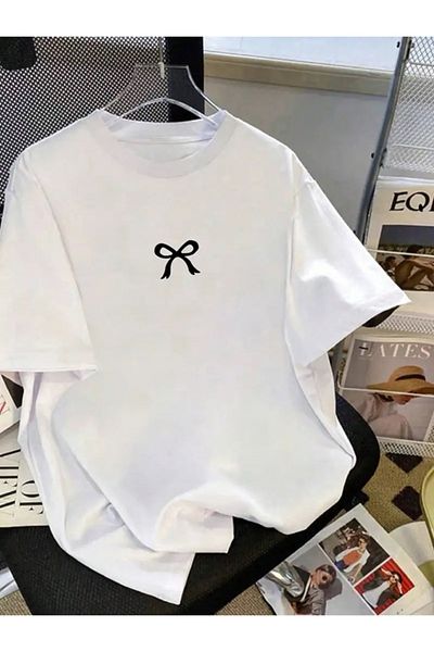 Touz Moda Μπλουζάκι Unisex Oversize με στάμπα με κορδέλα