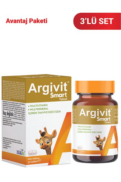 Argivit Smart Tablet 30 Tablets 3 Pack - Phosphatidylserine, Choline, L-Arginine, Multivitamin and Multimineral