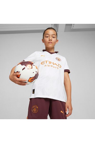 Puma Youth Kids Manchester City 23/24 Away Football Jersey Top - White
