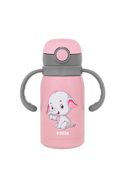 Noveen Thermos mug for children with straw Noveen TB566, 300ml, pink