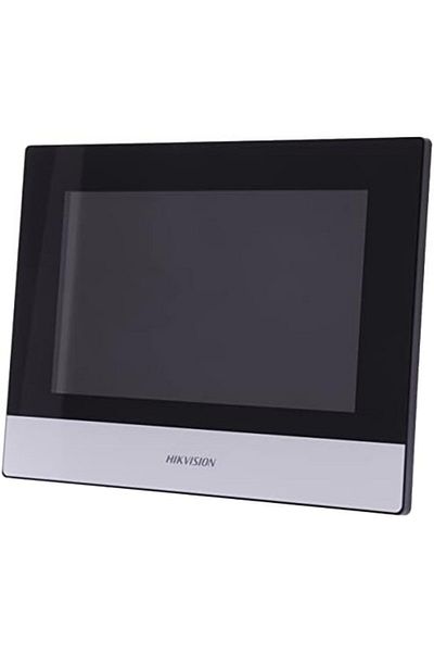 Hikvision محطة اتصال فيديو داخلية للشبكة - DS-KH6320-WTE1، شاشة LCD من هيكفيجن بدقة 1024×600 متعددة التركيز