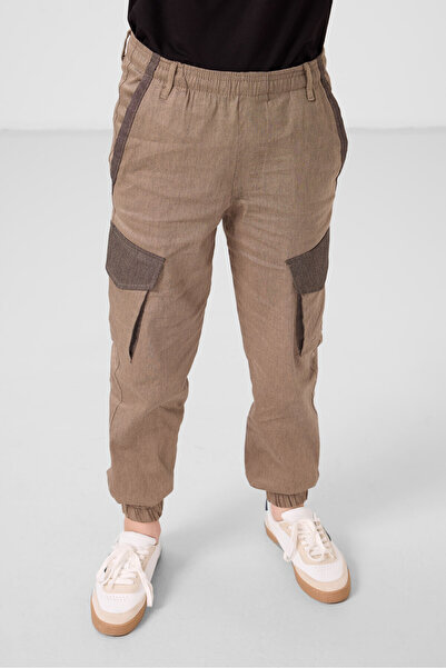 TOMMY LIFE Camel Standart Fit Dokuma Hafif Esnek Chino Erkek Çocuk Pantolon - 11271