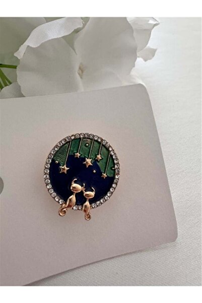 Pelin Aksesuar Gökyüzünü İzleyen Kediler Broş