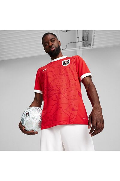 Puma Mens Austria 2024 Home Football Jersey Top - Red