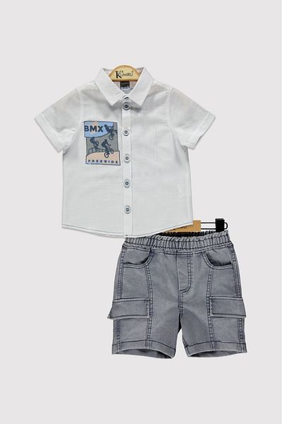 Lux Kumru Cargo Pocket Shorts Shirt Boy's Suit