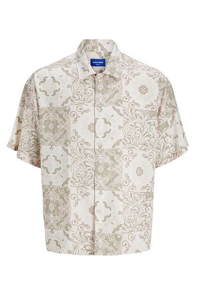 Jack & Jones Large Size Patterned Linen Blend Shirt - Hydra