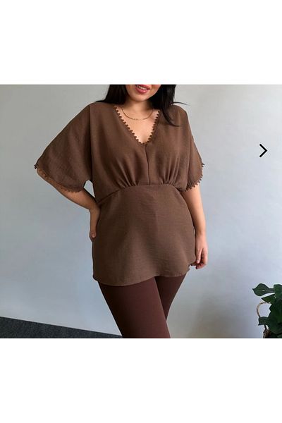 NİLS FASHİON Plus Size Linen Bluz