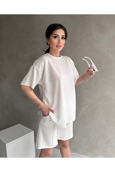 Tarz Cool Women's Modal Fabric Oversize Short Sleeve Women's Tracksuit Set with Shorts, Soft Fabric with Laces