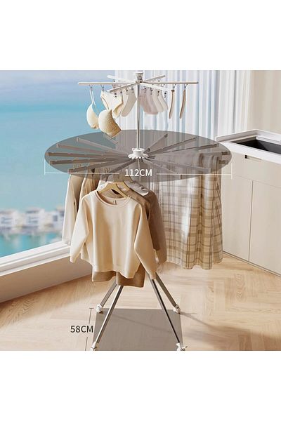 MACVI Macvi® vertical clothes dryer, 2 levels, foldable, mobile, hanger holder, 16 rods, 24 clips, 170 cm