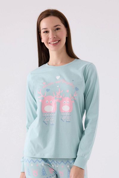 Rolypoly Set de pijamale albastru cu mânecă lungă pentru femei