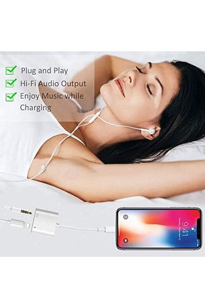 Other Lightning Male to AUX & Lightning Female Adapter – OTG Splitter – 10CM, White