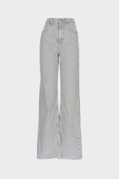 CROSS JEANS Diana Gray High Waist Patı Zippered Dad Straight Jean Pants C 4517-068