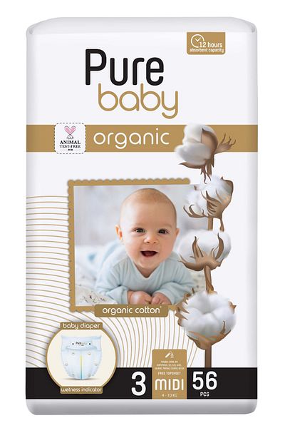 Pure Baby Scutece nr. 3 (4-10 kg) 56 buc./pachet