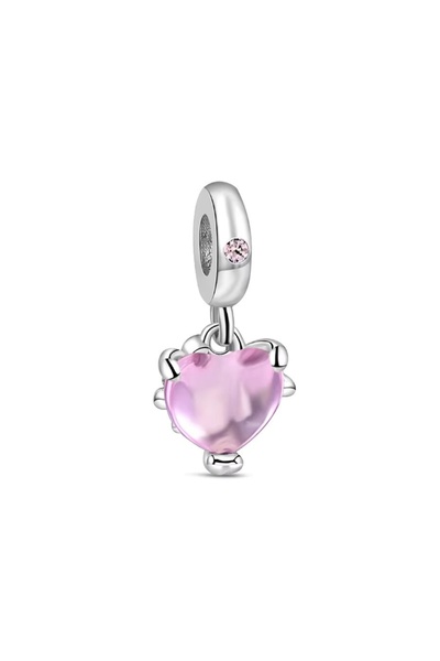 delis Pandantiv/talisman Din Argint 925, Jw1198, Model Inimă Roz, Placat Cu R...