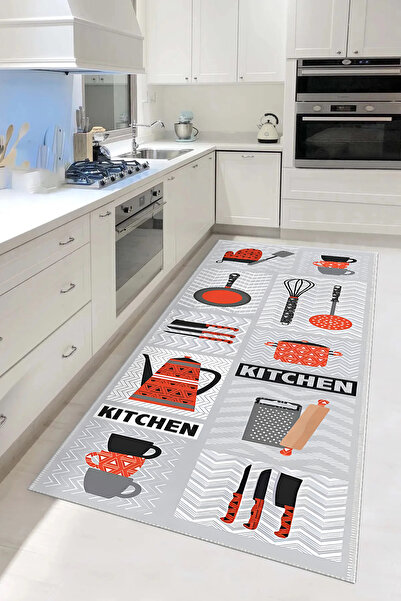 Dally Home DİJİTAL BASKILI DEKORATİF Makinede Yıkanabilir Kaymaz Taban Leke T...