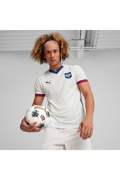 Puma Mens Serbia Football 2024 Away Jersey Top - White