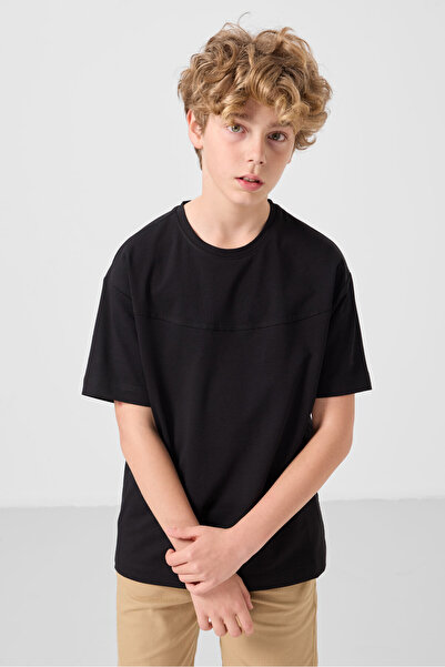 TOMMY LIFE Black-Dark Beige Cotton Oversize Fit Woven Lightweight Stretchy Chino Boy Shorts Suit - 11279