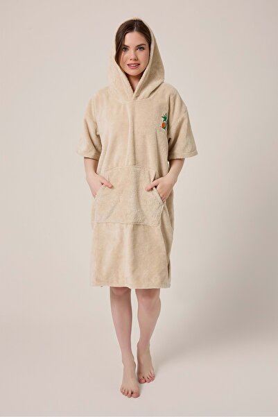 VEVİEN HOME Пальмовий серфінг з вишивкою, дорослий серфінг, літній палантин з капюшоном, пляжний рушник, бежевий, унісекс