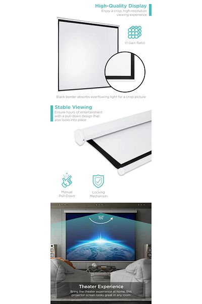 MG Projector Display Screen (White) Manual - External White Frame