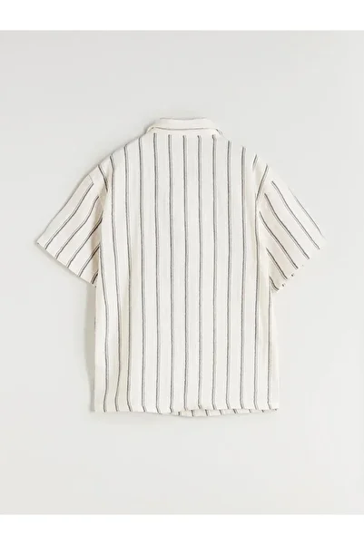 LC Waikiki Lcw Kids Gray Striped Short Sleeve Boy's Shirt