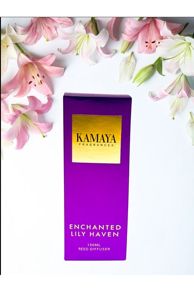 Kamaya Enchanted Lily haven 150 ml Reed diffuser with metal charm+ refill with two sets of reeds