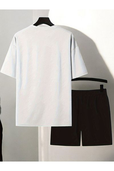 uyguntarz Σετ σορτς μπλουζάκι με στάμπα Unisex Line Ever Design